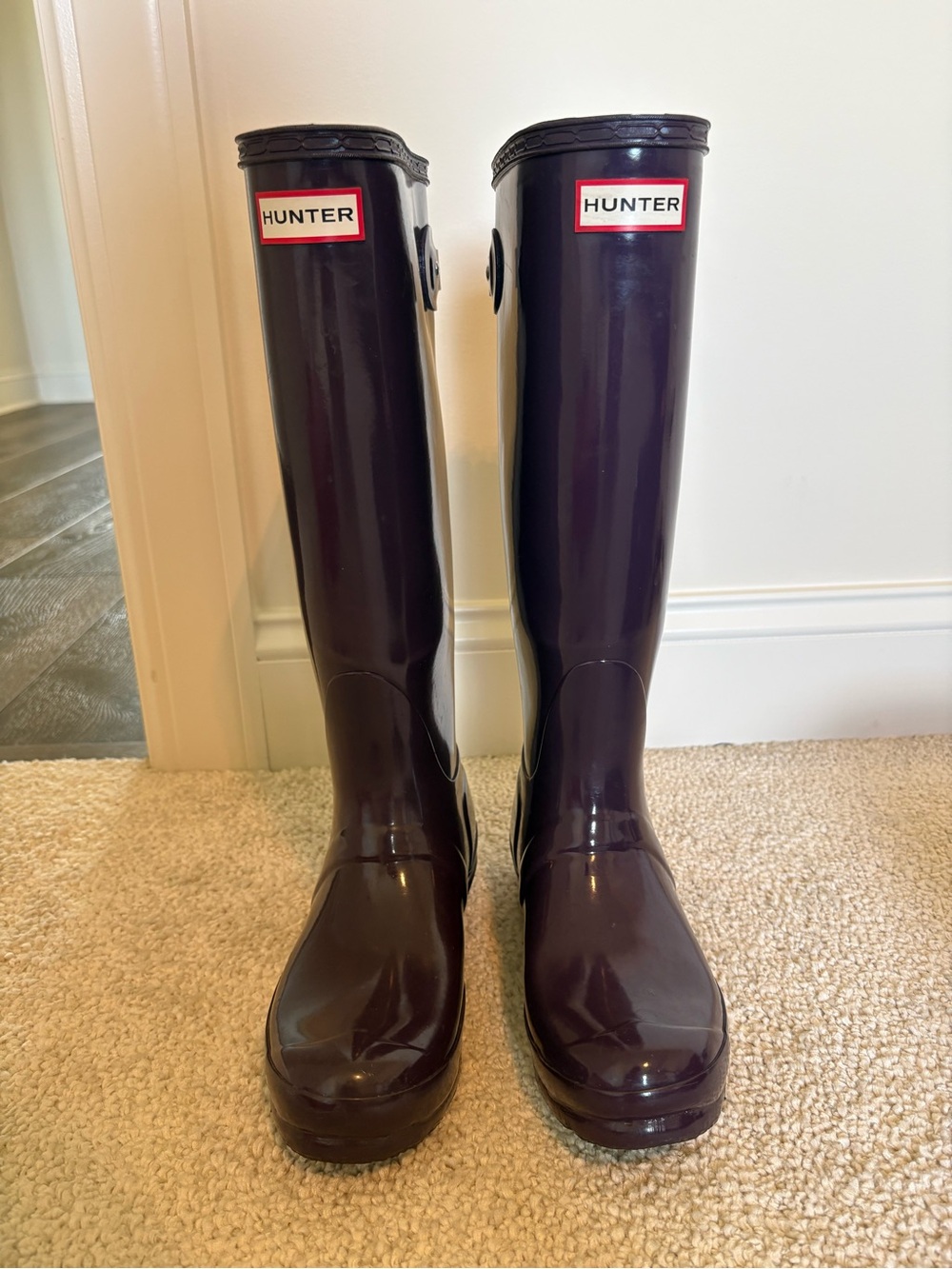 Hunter tall adjustable Rainboots in purple gloss